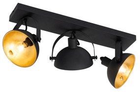 Ipari mennyezeti lámpa fekete, arany 3 fényben állítható - Magnax