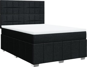 vidaXL fekete szövet rugós ágy matraccal 140 x 200 cm