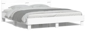 fehér ágykeret fejtámlával és LED-del 200 x 200 cm