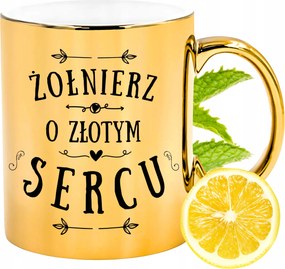 Prémium Arany Csillogó Bögre Katona Ajándék Nyomtatott Fotóval