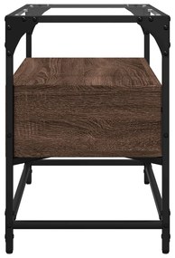 barna tölgy színű szerelt fa TV-szekrény üveglappal 60x35x51 cm