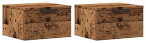 2 db antik fa színű falra szerelhető éjjeliszekrény 34x30x20 cm