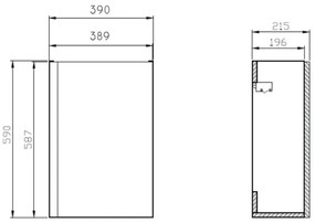 Cersanit S801-218-DSM-fürdőszobai szekrény mosdóval MODUO SLIM 40 cm fényes fehér