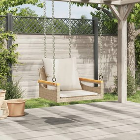 bézs polyrattan hintapad párnákkal 63 x 62 x 40 cm