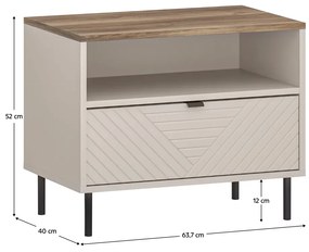 EYCO 1S éjjeliszekrény, kasmír/castello tölgy