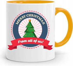 Sárga Karácsonyi Bögre Mikulásra, fényképes nyomtatással