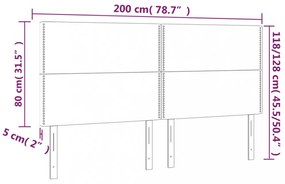 rózsaszín bársony LED-es fejtámla 200x5x118/128 cm