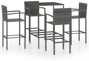 5 darabos szürke polyrattan kerti bárszett