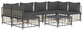 7 részes antracitszürke polyrattan kerti ülőgarnitúra párnákkal