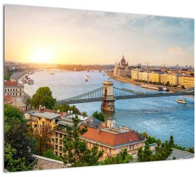Budapest képe folyóval (üvegen) (70x50 cm)