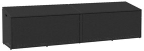 fekete polyrattan kerti tárolóláda 220x50x58 cm