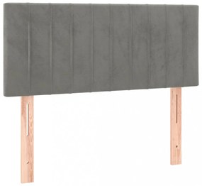 világosszürke bársony LED-es fejtámla 100x5x78/88 cm