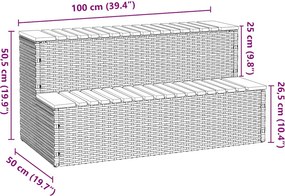 pezsgőfürdő lépcső bézs 100x50x50,5 cm polyrattan és akácfa