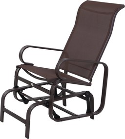 Outsunny Hintaszék Kerti Szék Relaxáló Szék Kerti Hinta Kerti Fém Hinta Szék Teraszra Erkélyre Textiline Barna 60 x 73 x 104 cm | Aosom