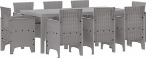 vidaXL Kert étkező szett 9 pcs Világosszürke Polipropilén