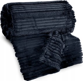 Ágytakaró Nina 150x200 Eurofirany sötétkék puha, térbeli csíkos