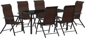 vidaXL Kert étkező szett 7 pcs Barna Porszórt acél