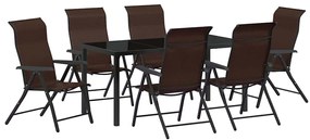 vidaXL Kert étkező szett 7 pcs Barna Porszórt acél