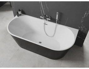 Mexen Oval, szabadon álló fali kád 160 x 80 cm, fehér-fekete, króm túlfolyó, 52671608075-01