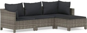 vidaXL 4 részes szürke polyrattan kerti ülőgarnitúra párnákkal