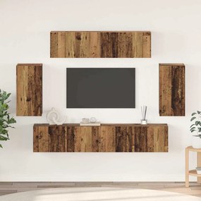 TV szekrény garnitúra 6 pcs Régi fa 80 x 30 x 30 cm Faanyag