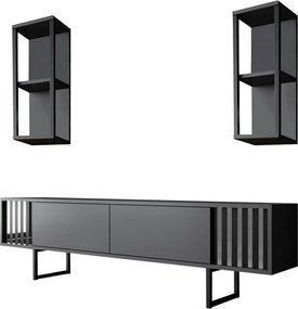 TV-állvány polcokkal Chrome Anthracite and Black