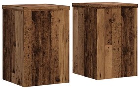 2 db antik fa színű szerelt fa növénytartó állvány 20x20x30 cm
