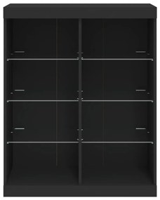 fekete tálalószekrény LED-világítással 81 x 37 x 100 cm