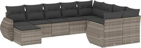 vidaXL 10 részes világosszürke polyrattan kerti ülőgarnitúra párnákkal