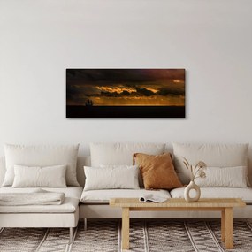 Egy vitorlás naplementekor képe (120x50 cm)