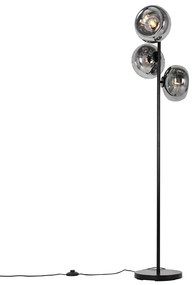 Art Deco állólámpa fekete füstüveggel 3 lámpás - Ayesha