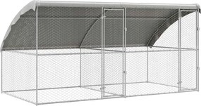 vidaXL Kutyaház tárolóval 2 pcs Ezüst 4 x 2 x 2 m Horganyzott acél
