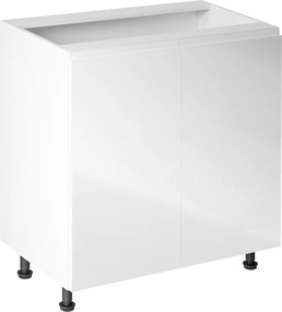 Alsószekrény, fehér/fehér extra magasfényű, AURORA D80