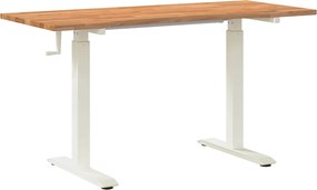 vidaXL Asztal Fehér és Világosbarna 140 x 60 cm Tömör Tölgyfa
