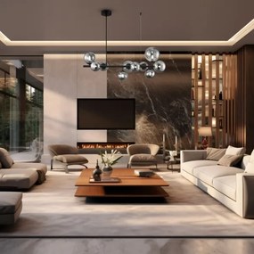 Csillár zsinóron MILA 10xG9/9W/230V fekete/szürke