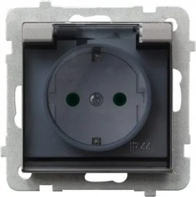 Ospel Sonata Vízálló Schuko Fali Aljzat IP44 Ezüst Matt GPH-1RSP/m/33/d