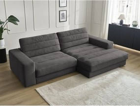 Antracitszürke bársony sarokkanapé (jobb oldali-heverő résszel) Sierra – Bobochic Paris