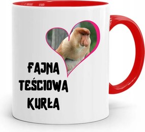 Piros Anyós Bögre Hűvös Anyós Tyúk nyomott mintával