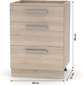 Konyhabútor 2,4 m, tölgy sonoma, NOVA PLUS