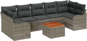 vidaXL Kerti Kanapé Szett tárolóval 8 pcs Szürke polirattan