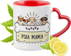 Kutya Kutyás Bögre Piros Szív Alakú Füllel Ajándék