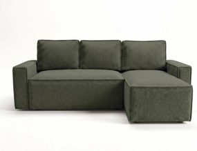 AKCIÓ Kihúzható, kétoldalas L-alakú ülőgarnitúra SMART BOUCLE 232x143 cm, sötétzöld II. osztály