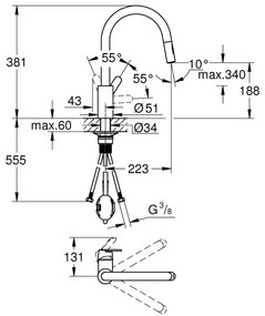 GROHE 31484001 - Mosogató csaptelep GET fényes króm