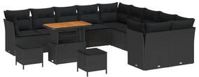 vidaXL Kerti Kanapé Szett párnával tárolóval 13 pcs Fekete