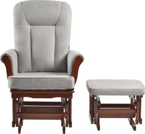 Hintaszék lábtartóval, dió/szürke, SAFORD