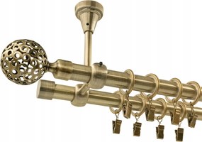 Fém Függönykarnis Mennyezeti 19+19 mm dupla Arany Antik 120 cm MIX Végek