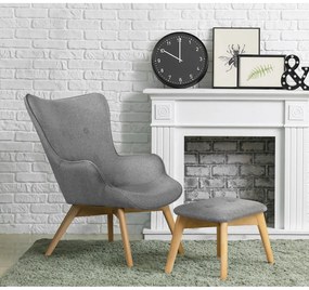 Szürke fotel lábtartóval Niko – Ropez