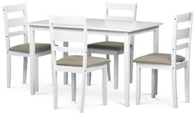 Autronic Étkezőgarnitúra 4 székkel 120x75 cm tömörfa fehér AUT-6070 WT