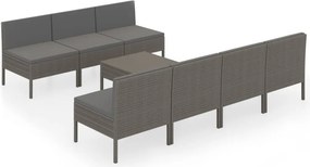 vidaXL 8 részes szürke polyrattan kerti ülőgarnitúra párnákkal