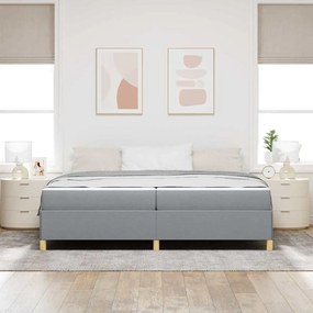 Boxrugós ágy Világosszürke és Fehér 200 x 200 cm szövet